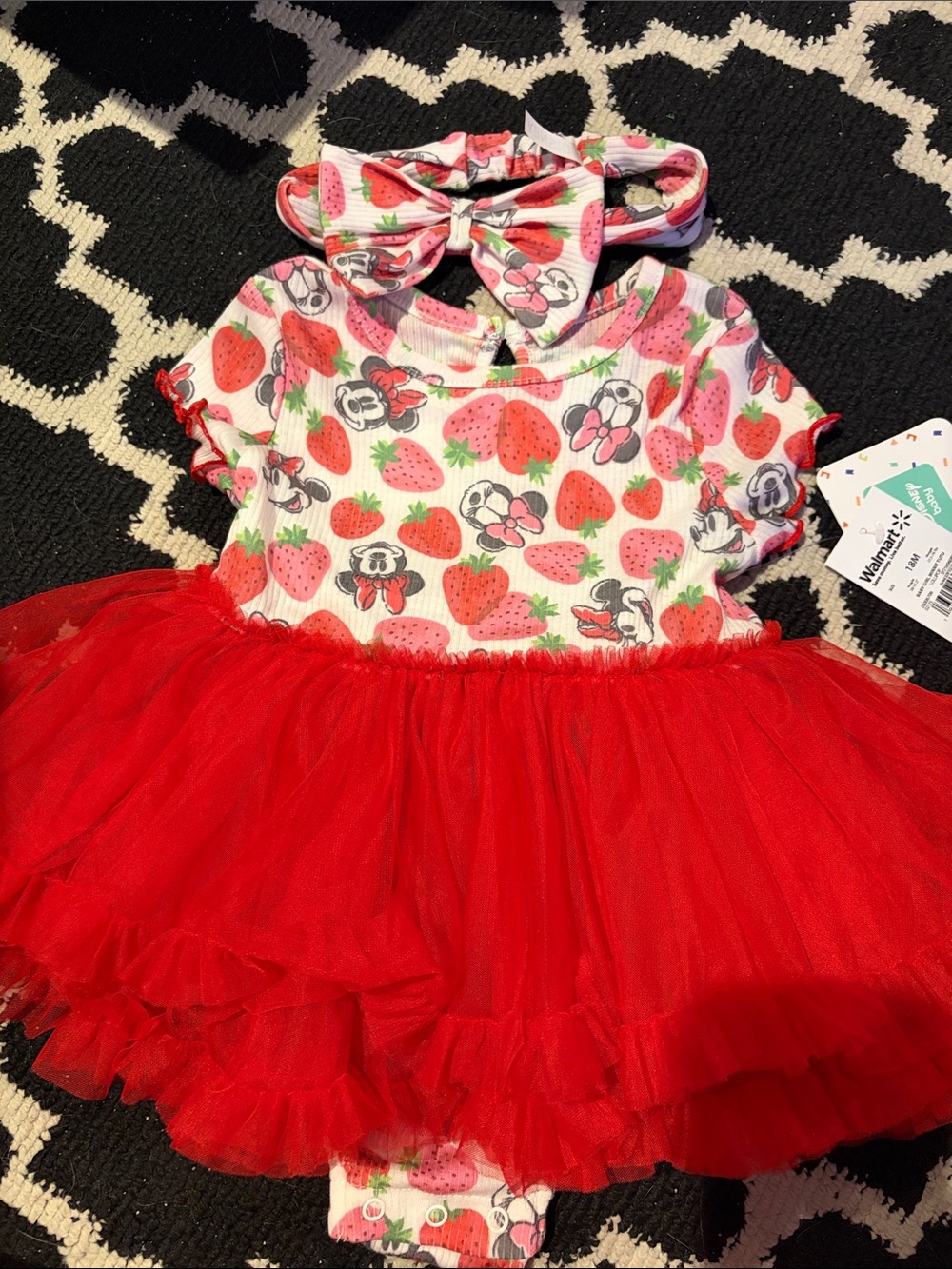 Girls' Red Strawberry Minnie Tutu Dress with Headband